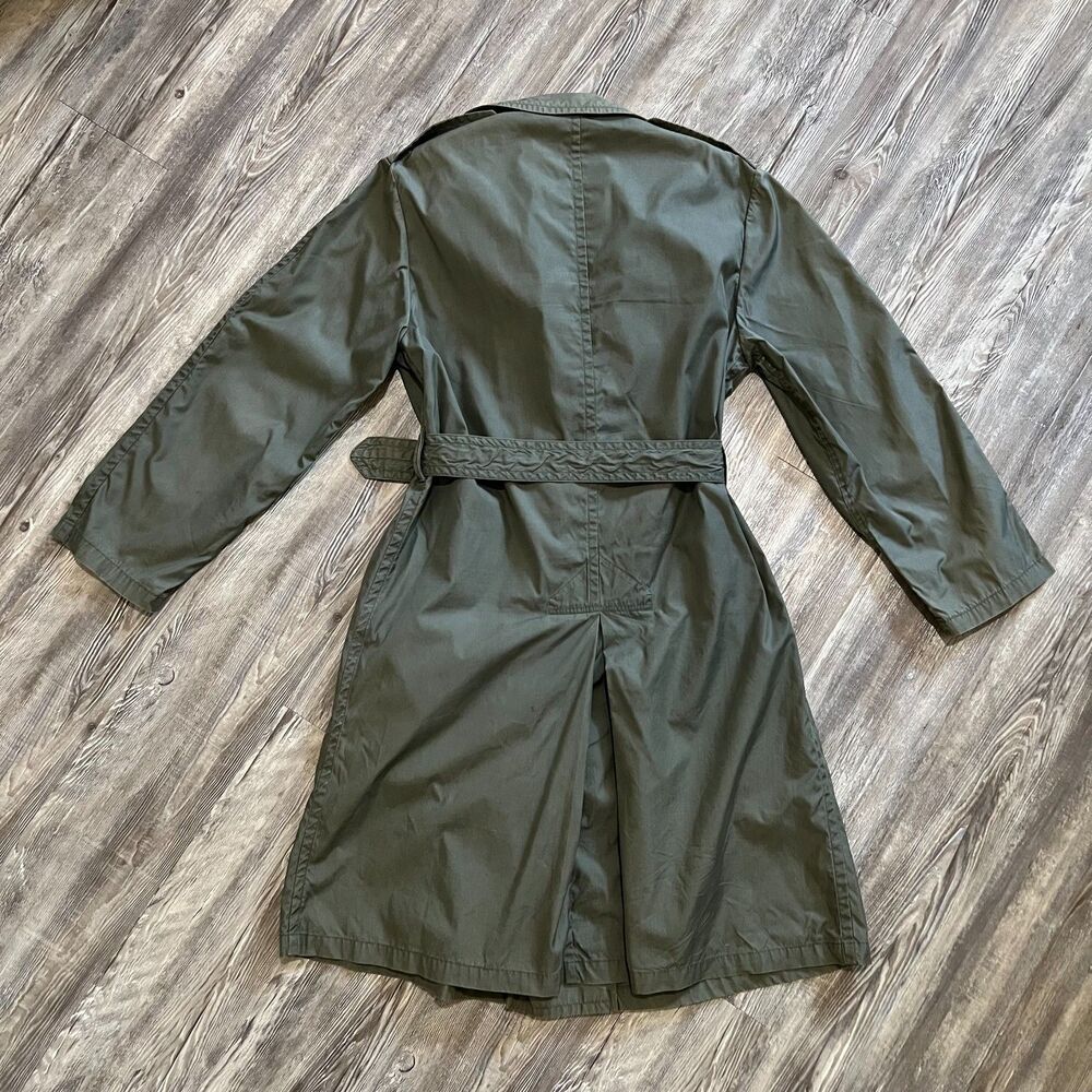 Vintage US Army Raincoat Cotton Nylon Belted Trench 60s - Picture 2 of 6